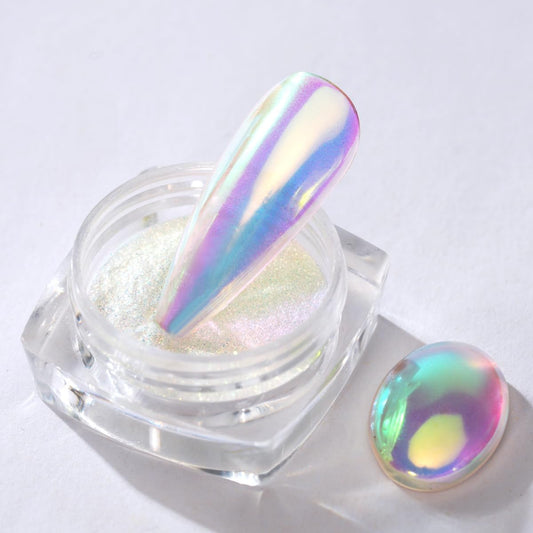 Pretty Diva 0.3g Unicorn Chrome Nail Powder, Aurora Iridescent Chrome Powders for Nails, Mermaid Chrome Powder for Nails Chrome Mica Powder Manicure Pigment (aurora, 0.3g)