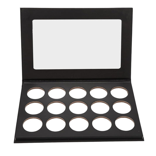 DIY Empty Eyeshadow Palette, Empty Makeup Palette, Black 15 Compartment Empty Makeup Palette for Blush Bronzer Powder