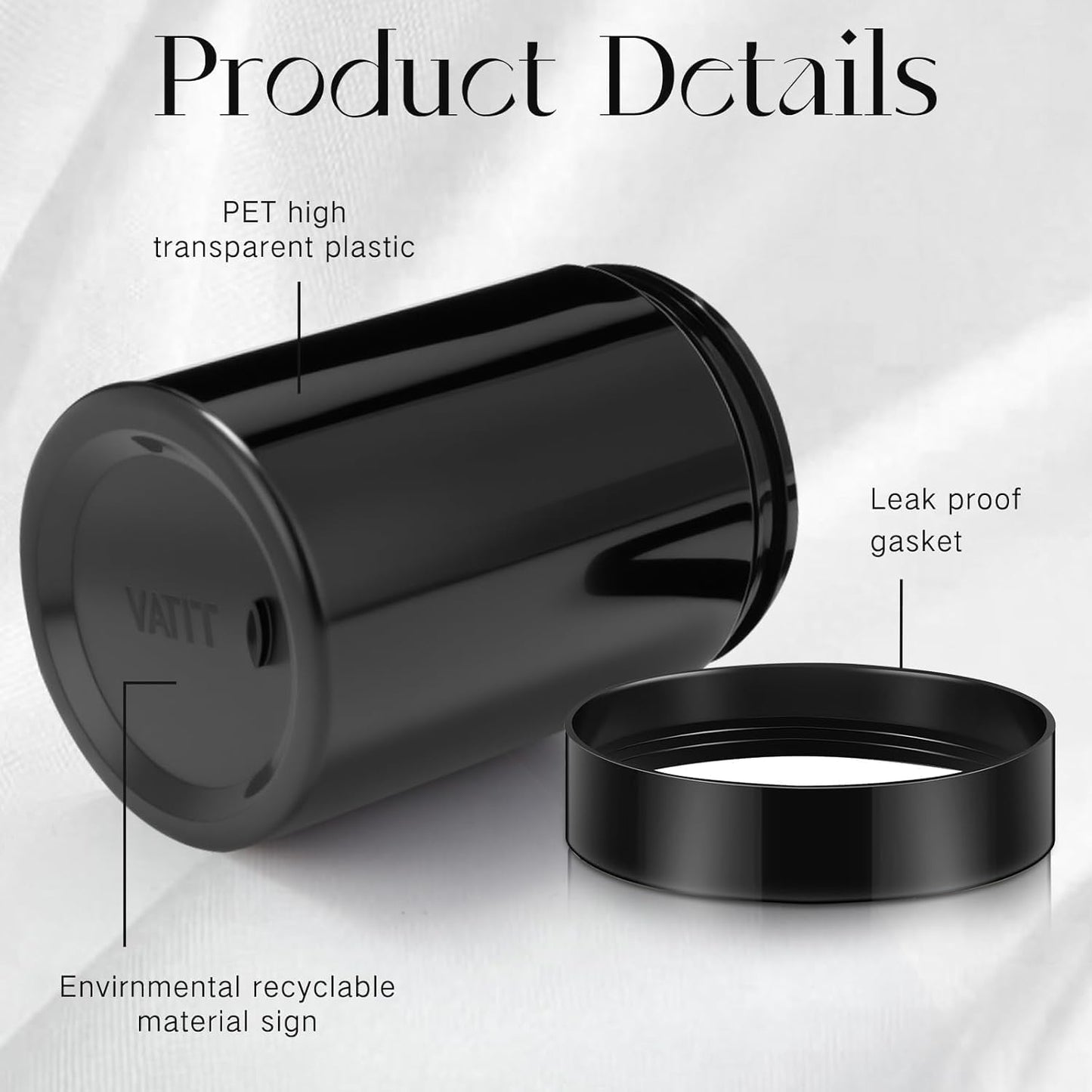 SATINIOR 24 Pieces Empty Clear Plastic Jars with Lids Round Storage Containers Wide Mouth for Beauty Product Cosmetic Cream Lotion Liquid Butter Craft and Food(Black,10 oz)