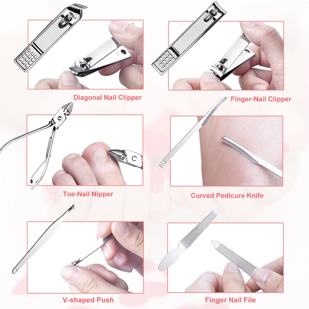 Yougai Manicure Set 18 in 1 Nail Clippers, Stainless Steel Professional Grooming Kits, Nail Care Tools Pedicure kit with Luxurious Travel Case