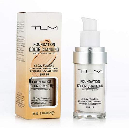 TLM Foundation Color Changing,TLM Colour Changing Liquid Foundation Hides Wrinkles & Lines,BB Cream Makeup Base Concealer Cover Moisturizing Fluid for all Skin Tone SPF15(30ML)