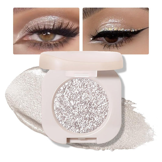 Monochrome Glitter Eyeshadow - Slive Shimmer Eye Shadow, Talc-Free, Paraben-Free, Cruelty-Free, Long-Lasting Single Eyeshadow Palette for Everyday & Special Occasions 12#