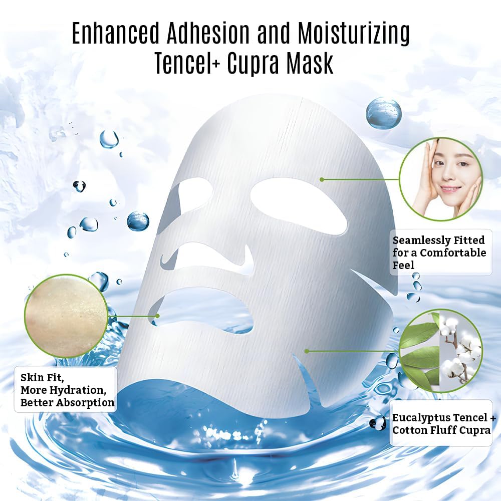 Leaders Mediu Amino Brightening & Clearing Facial Sheet Mask | Vitamin C, Lotus Extract for Acne Scars, Hyperpigmentation, Dark Spots, Even Skin Tone (10 Sheets)