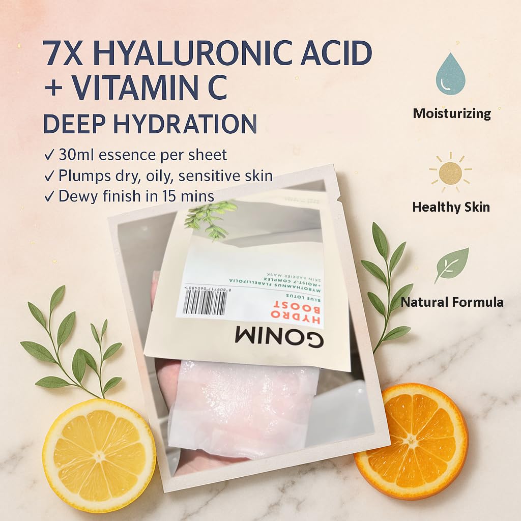 Face Mask Korean Skin Care with Hyaluronic Acid & Collagen Activation- Face Masks Skincare Hydration, Anti Aging & Moisturizing Sheet Mask for All Skin Korean Face Mask 30ml x 5 Sheets