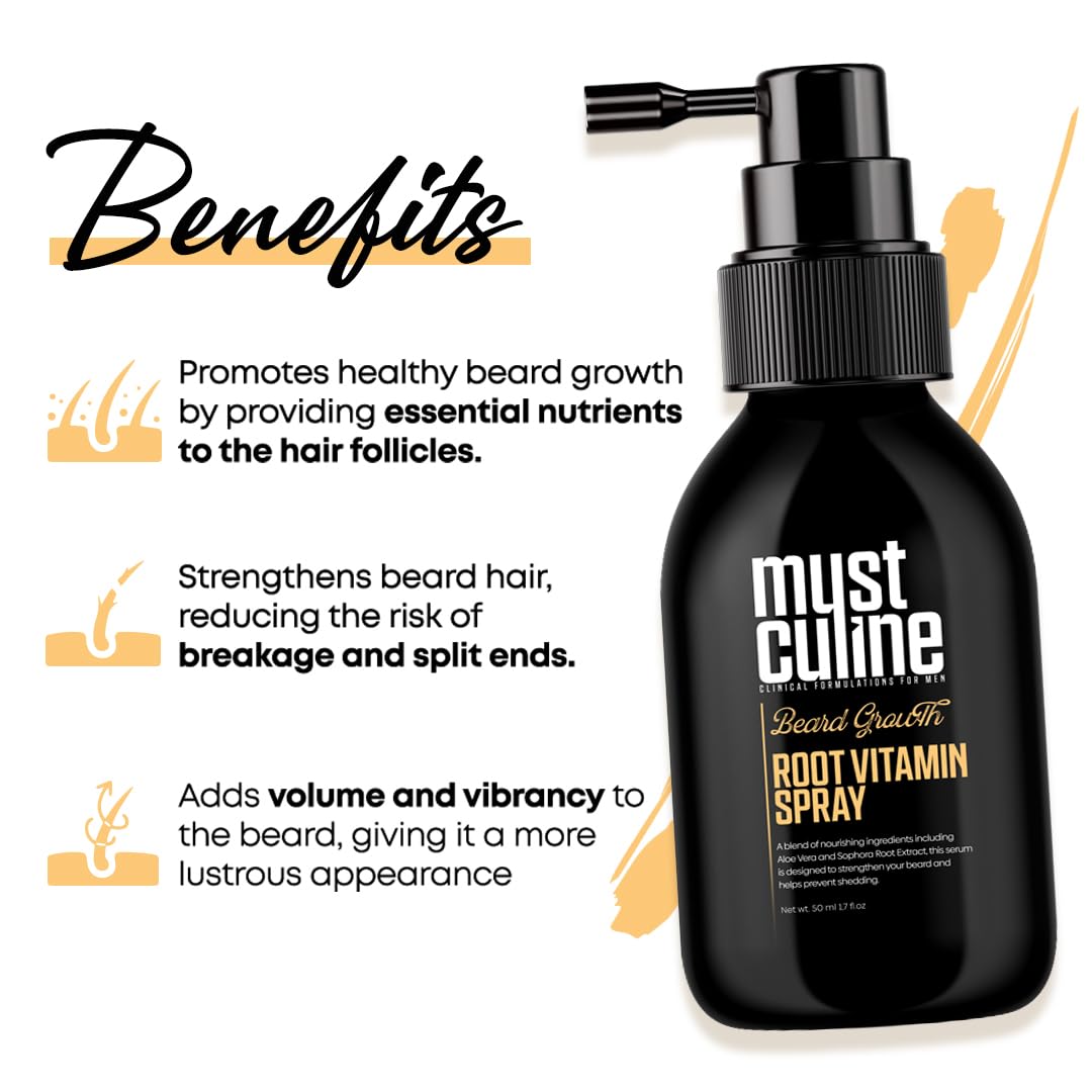 Beard Root Vitamin Spray, 1.7 Fl Oz, Unscented, Supports Growth and Strengthening, Fuller, Thicker, Bushy Beards, Adults, Men's Products
