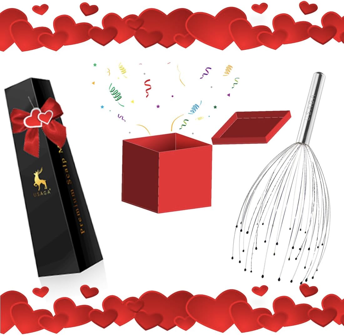 USAGA 36 Fingers Head Massager Scalp Massager Head Scratcher for Scalp Body Relaxing (Silver)