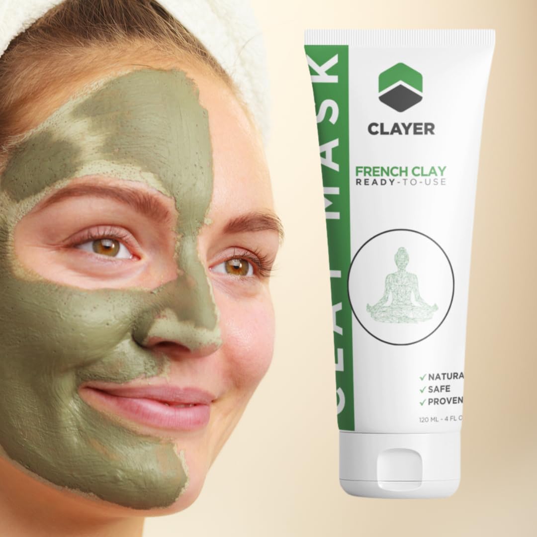 ACTIVE CLAY MASK - Ready-to-use HEALING Facial Mask & Body - HEAVY METAL FREE - 100% Natural - Blemishes, oily skin, detox, blackheads, pimples and more - 4 FL. OZ.