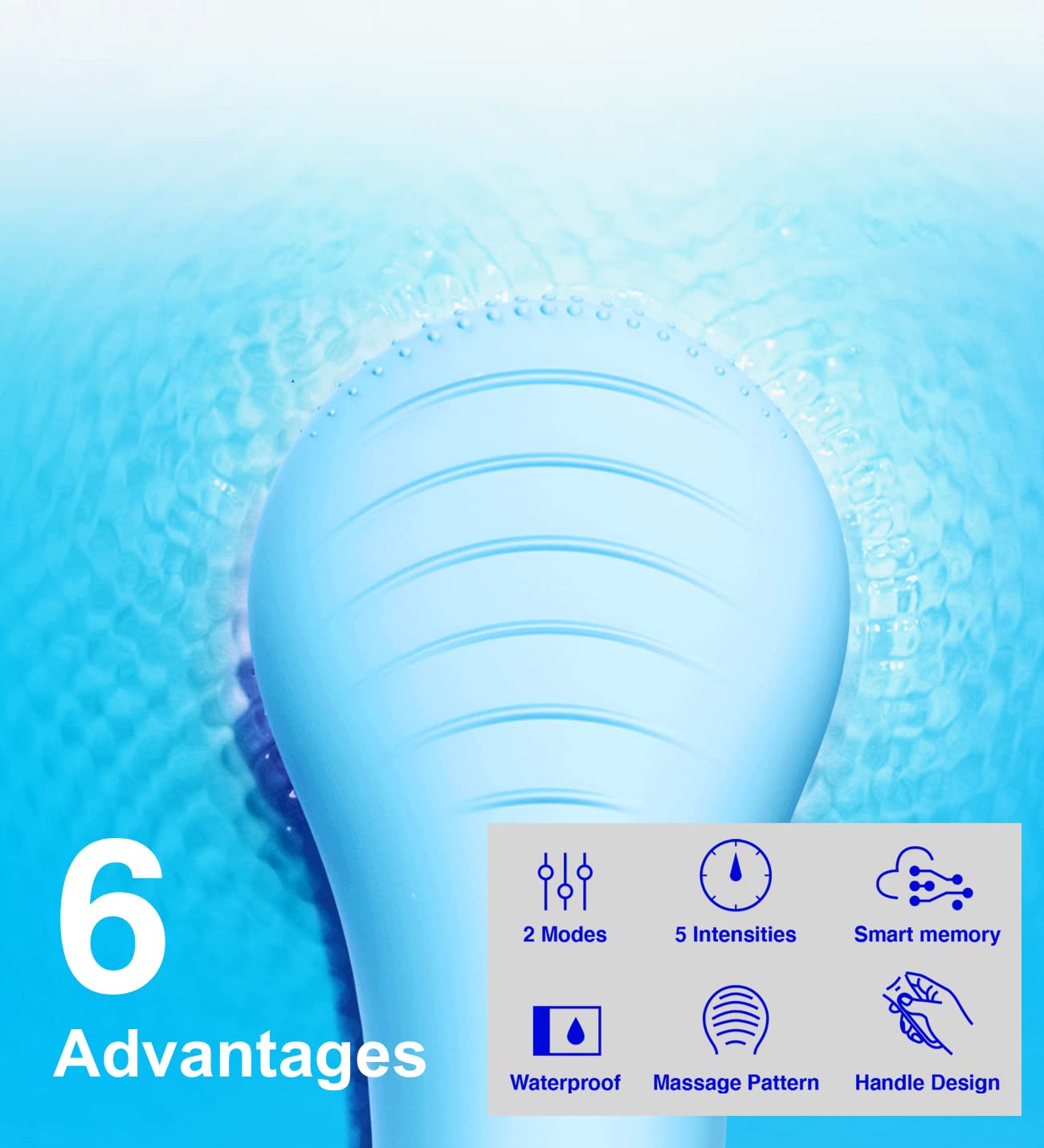 NågraCoola Electric Facial Cleansing Brush - Waterproof and Rechargeable, Exfoliates, Cleanses and Massages Skin - Light Blue
