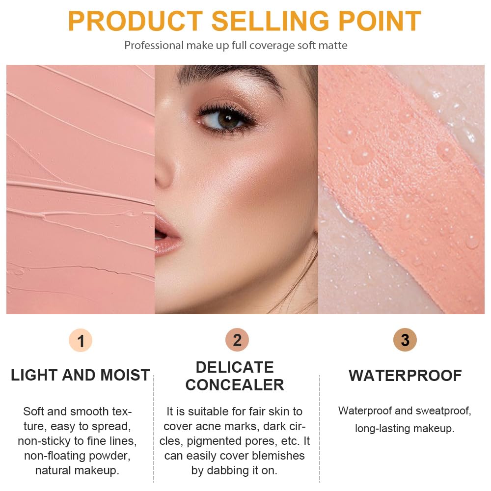 Pot Concealer with Makeup Brush Set,Tattoo Color Correcting Concealer,Full Face Color Correcting Conceal Foundation,Under Eye Concealer Brightener Dark Eye Ring corrector de ojeras (06-TAN)