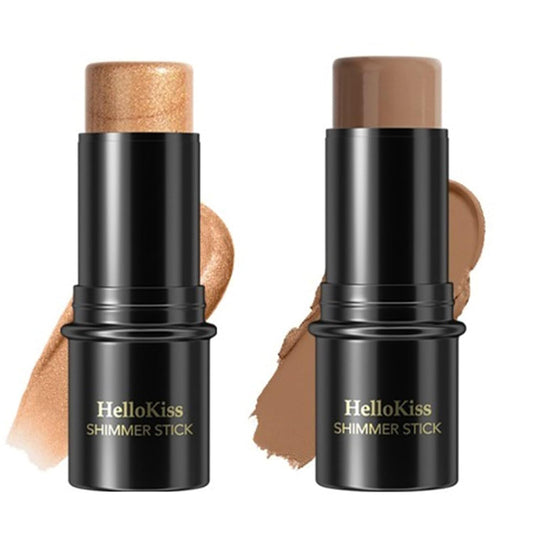 MIELIKKI 2Pcs Cream Contour Stick Makeup, Highlighter Stick and Bronzer Stick for Face Sculpting, Easy to Apply & Blend, Long Lasting, Waterproof, Matte Finish,0510