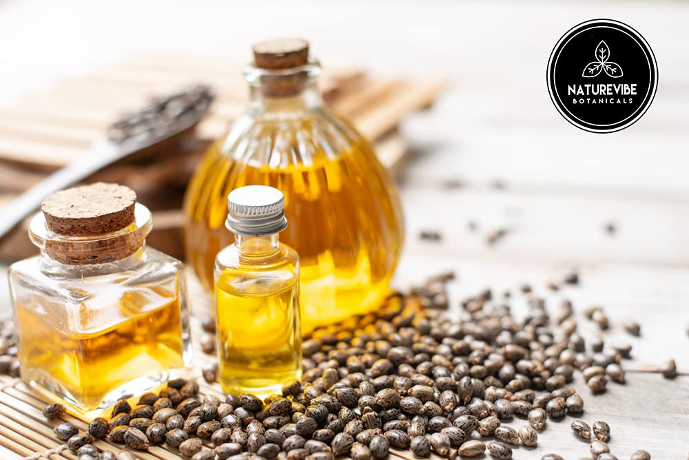 Naturevibe Botanicals Castor Oil 32 Ounces | 100% Pure and Natural | Great for Skin Care and Hair Care | Hexane Free Unrefined Oil for Enhanced Eyebrows and Eyelashes 32 Fl Oz | 946ml