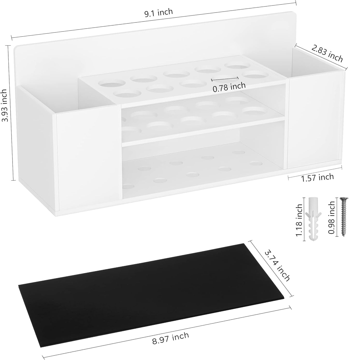 HBlife Acrylic Magnetic Dry Erase Marker Holder for Whiteboard, Wall Mount 10 Slots Magnet Pen Pencil Holder for Fridge Refrigerator, Locker Organizer Accessories for School Classroom Office, White