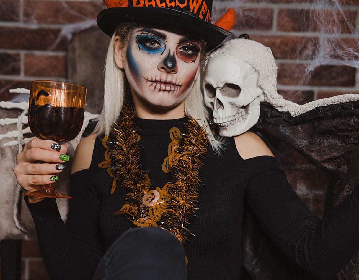 ALIBBON 6 Pcs Halloween Nail Stamping Plates Set, Spider Web Pumpkin Background Nail Art Stamp Templates, Bat Ghost Stamp Templates Kit, Castle Grave Metal Nail Plates for DIY Printing Decor