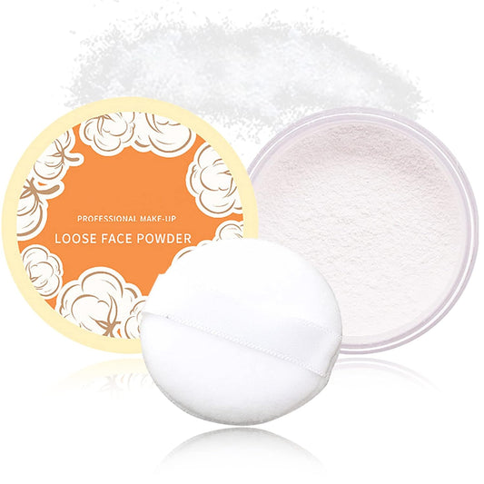 Loose Face Powder,Oil Control Loose Face Setting Powder Matte Flawless Finish Make Up Setting Powder Lightweight Long Lasting Finishing Powder Soft Natural Focus Effect Makeup(1#)