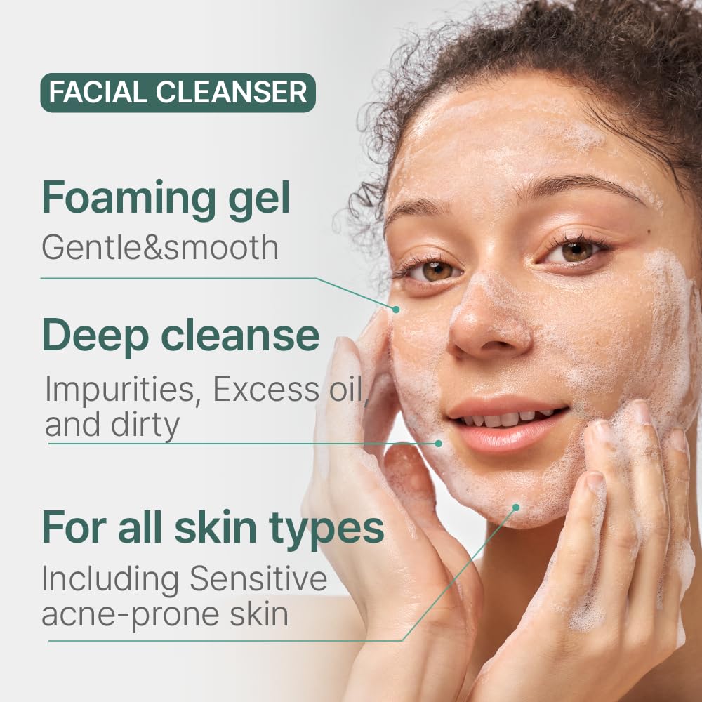 Illiyoon Gentle Deep Facial Cleanser | Low pH Gel-to-Foam Face Wash for Sensitive Skin, Hydrating Gel Cleanser & Daily Makeup Remover, Korean Skincare, 8.45 fl.oz.