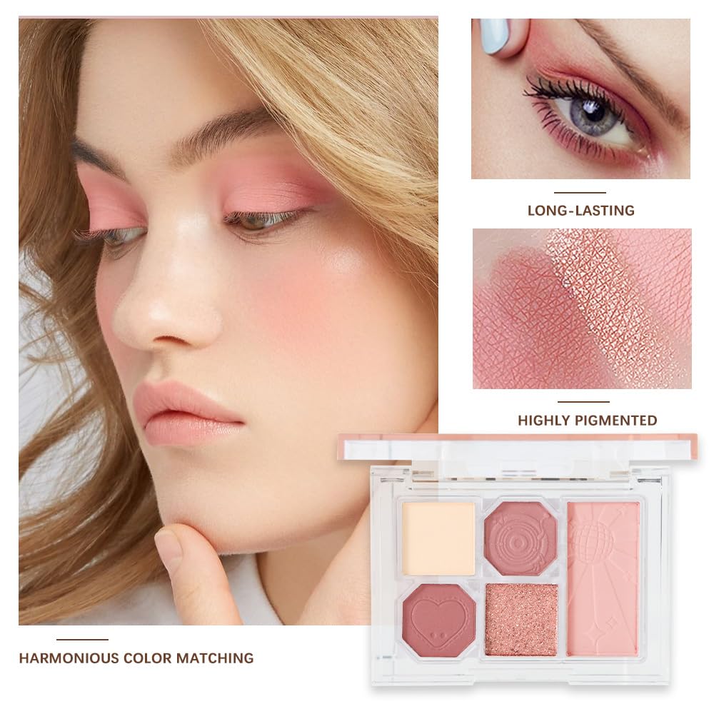 5 Colors Eyeshadow Palette Makeup, Matte Shimmer Eye Shadow Palette, Long Lasting Naturing-Looking, paleta de sombras de ojos,Everyday to Eye Makeup Looks,Vegan & Cruelty-free 02#