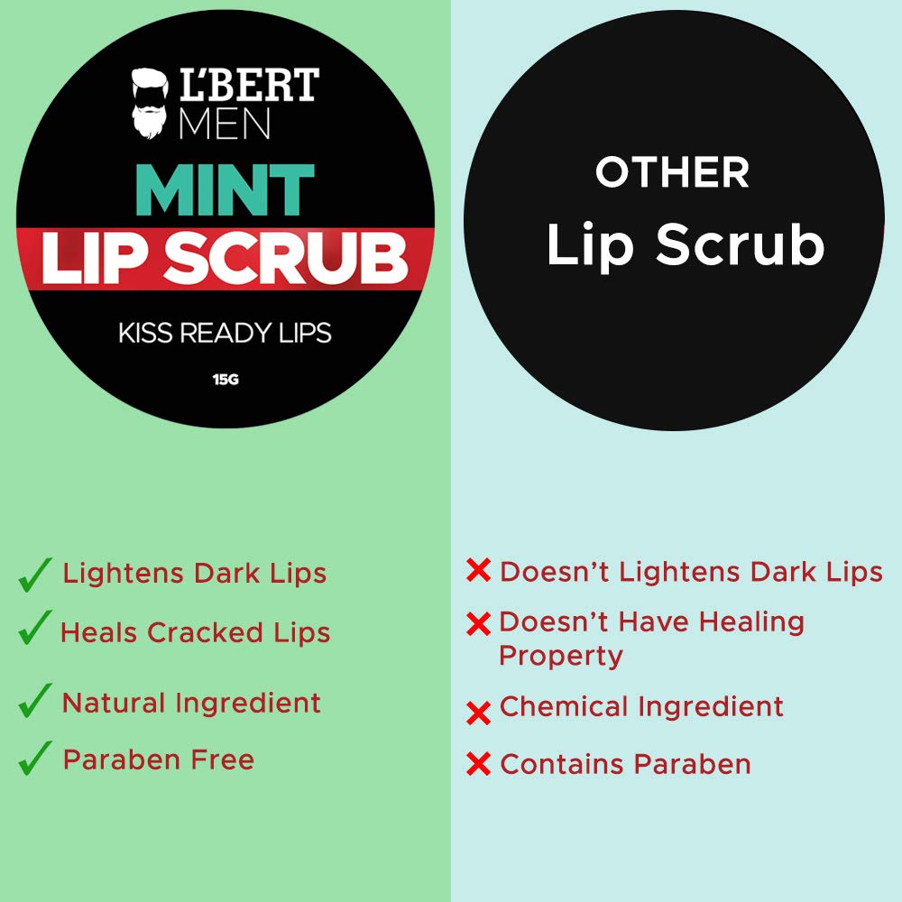 L'BERT Mint Lip Scrub, Kiss Ready Lips for Lightening & Brightening Dark Lips - 15 g