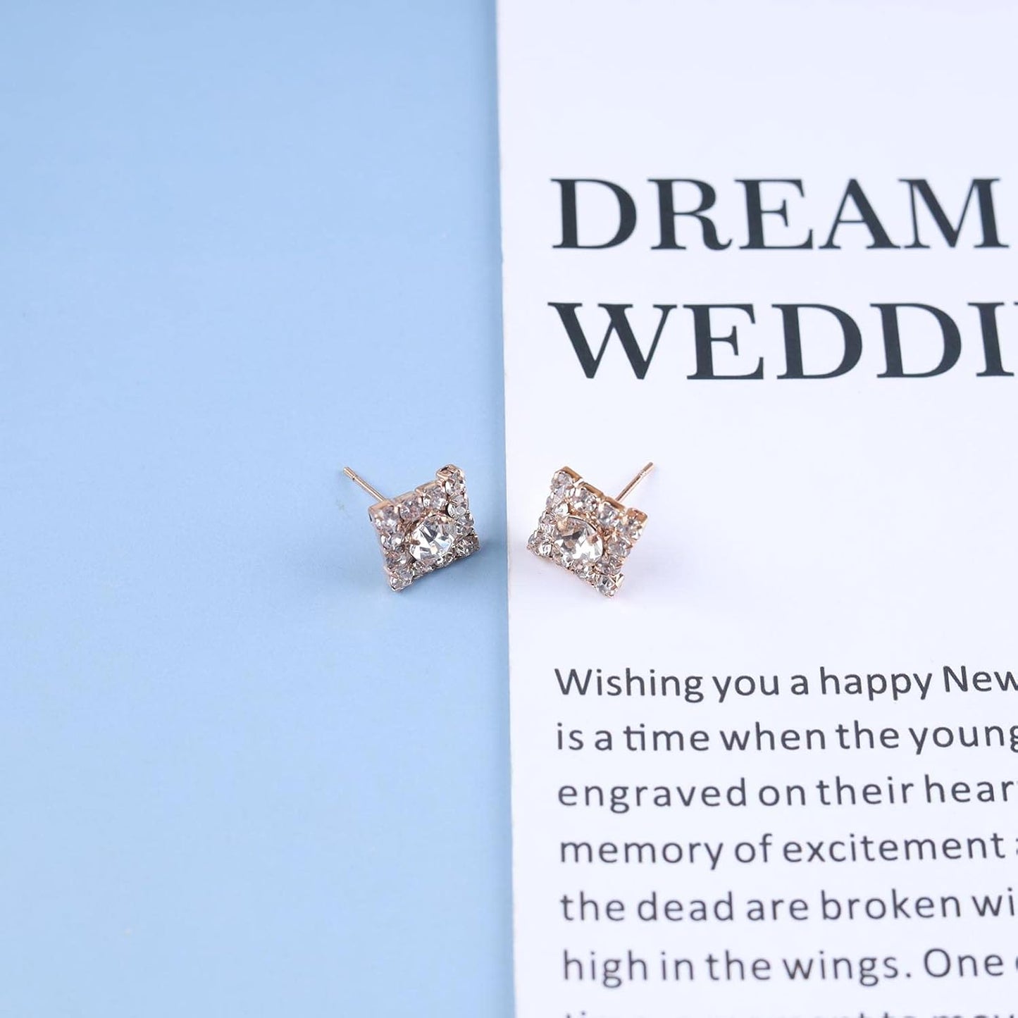 Vintage Crystal Square Earrings Rhinestone Square Stud Earrings Gold Cz Square Earrings Geometric Square Earrings Jewelry for Women