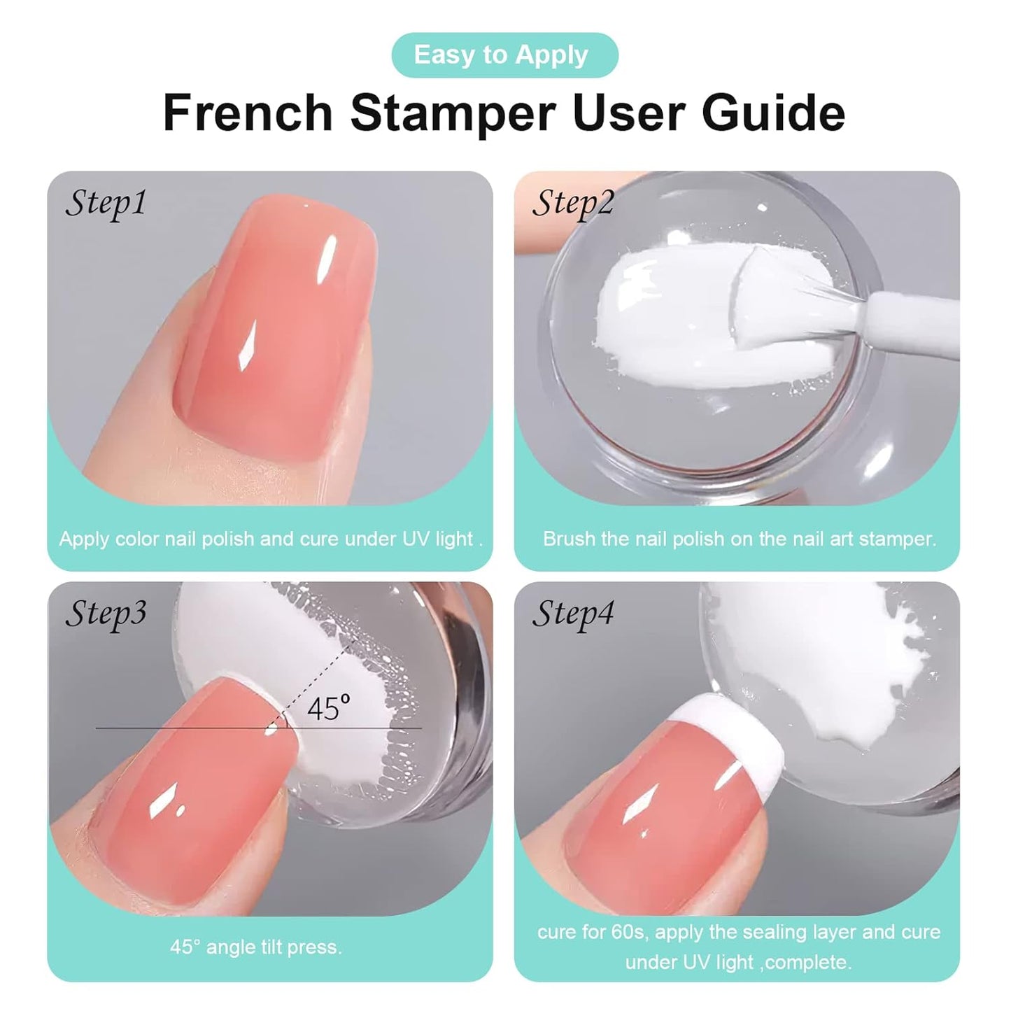X&D Nail Art Stamper Clear Jelly Nail Art Stamping Transparent Silicone Rubber Nail Polish Stamper with Acrylic Scraper, Spare head Kit for French Tips and Transfer Images