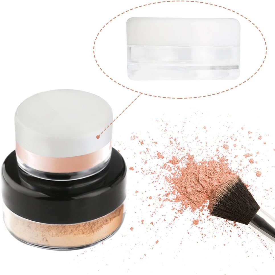 Accmor 20 Pieces Empty Clear Plastic Sample Containers with Lids 3/5/ 10/15/ 20 Gram Size Cosmetic Jars with 5 Pieces Mini Spatulas(random color)