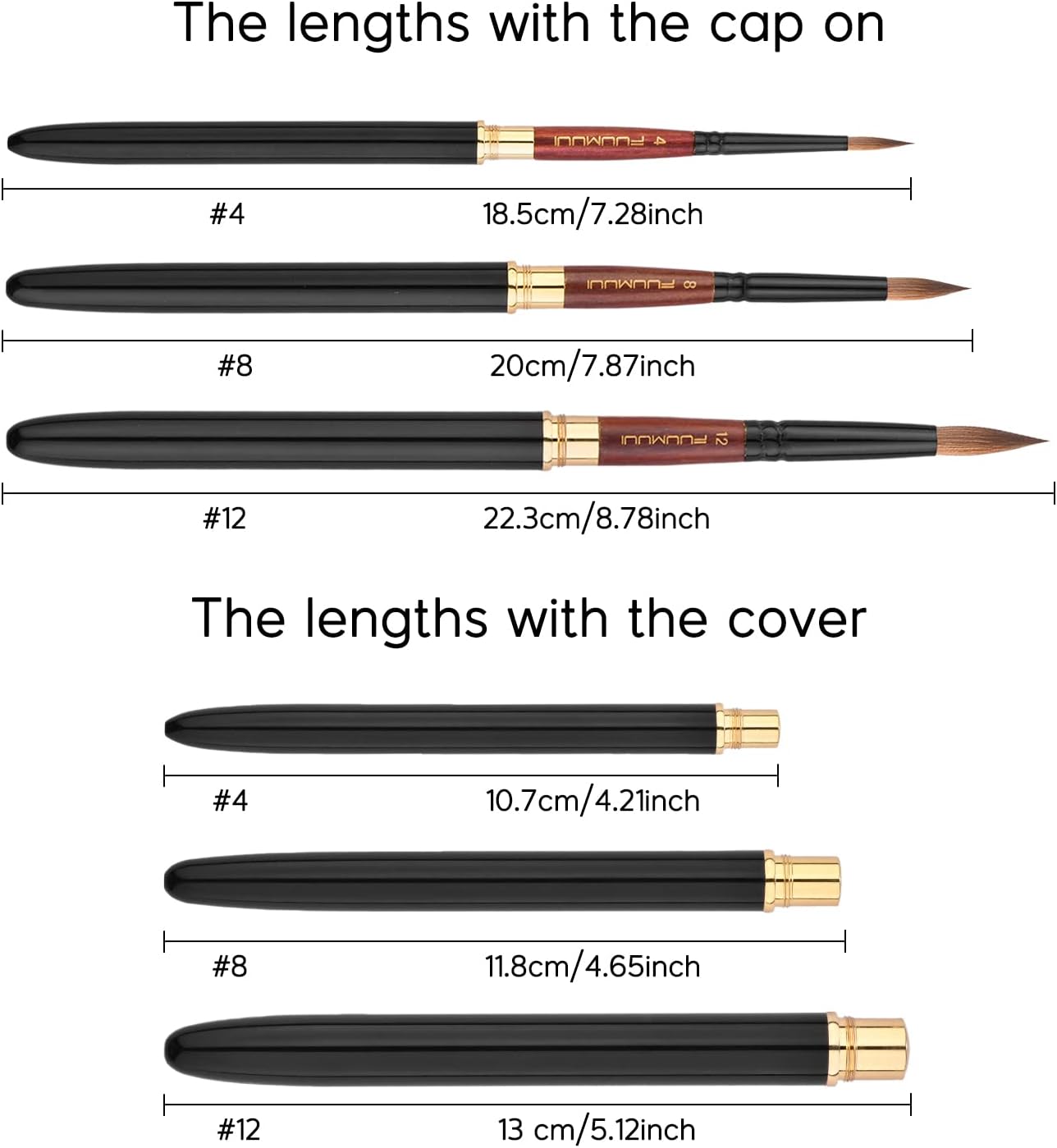 Travel Watercolor Brushes, Fuumuui 3Pcs Plein Air Elegant Sable Water Color Brushes with Pocket Size Leather Pouch Perfect for Watercolor Gouache Ink Painting