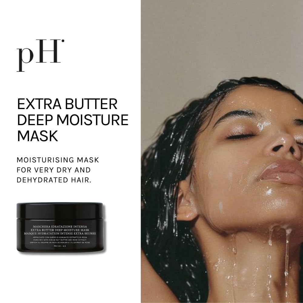 pH PURE HAIR Extra Butter Deep Moisture Hair Mask - Deep Conditioning & Hydrating Mask for Dry Damaged Hair with Vitamin E & Rose Extract - Moisturizing Repair & Frizz Control - 6.7 oz