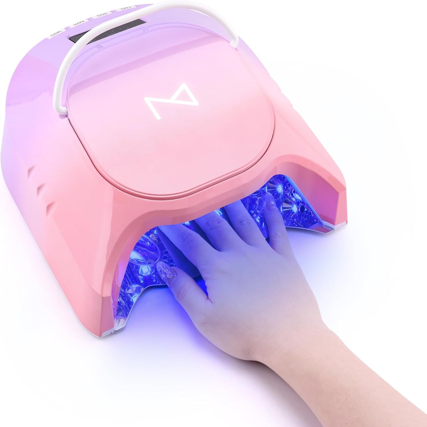 M - GlowPro Professional Hybrid 86W Wireless Rechargeable UV LED Nail Curing Lamp Cordless Nail Dryer for Gel Nails, Manicure, Pedicure (Ombre Purple)