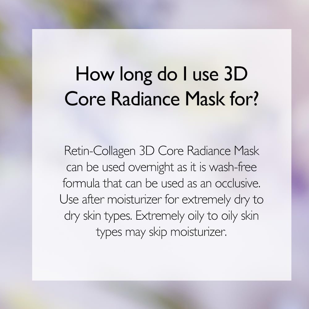 Retin-Collagen 3D Core Radiance Mask – Firming Wash-Off Mask with Peptides & Bakuchiol, Tightens & Nourishes Skin, Restores Radiance & Glow, For All Skin Types, 2.54 fl.oz.