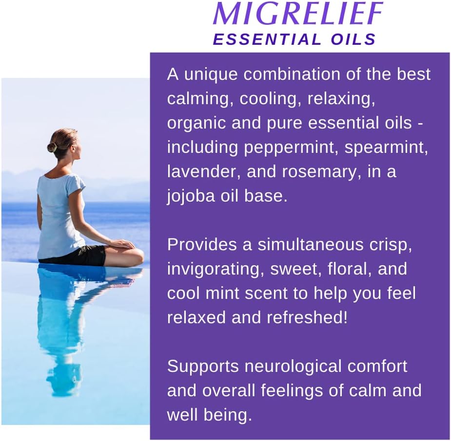 MigreLief Comfort Stick, Migraine and Headache Essential Oil Roll-On - Peppermint Lavender - 10ml