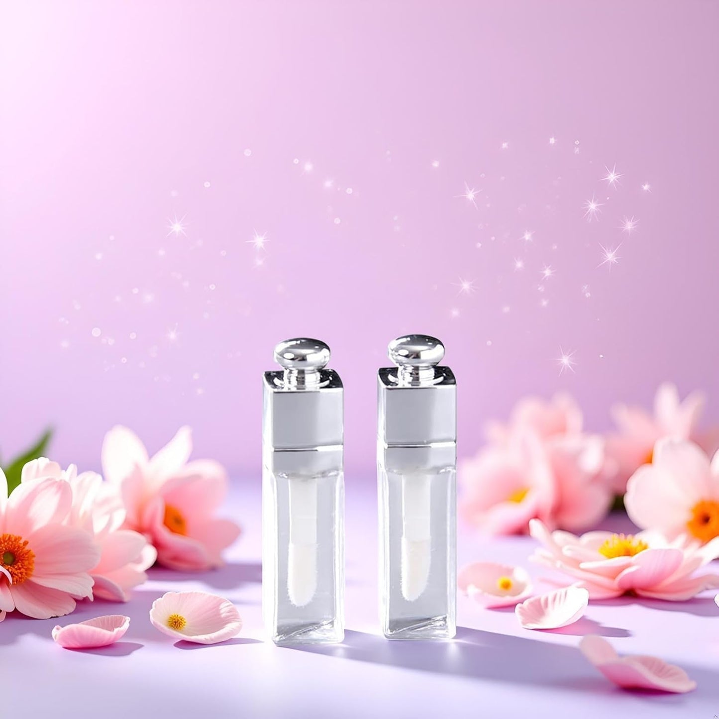 2Pcs Empty Lip Gloss Tubes, 3ml Clear Lip Gloss Tubes with Wand, Refillable Lip Balm Gloss Containers for DIY Makeup Lipgloss Making Kit