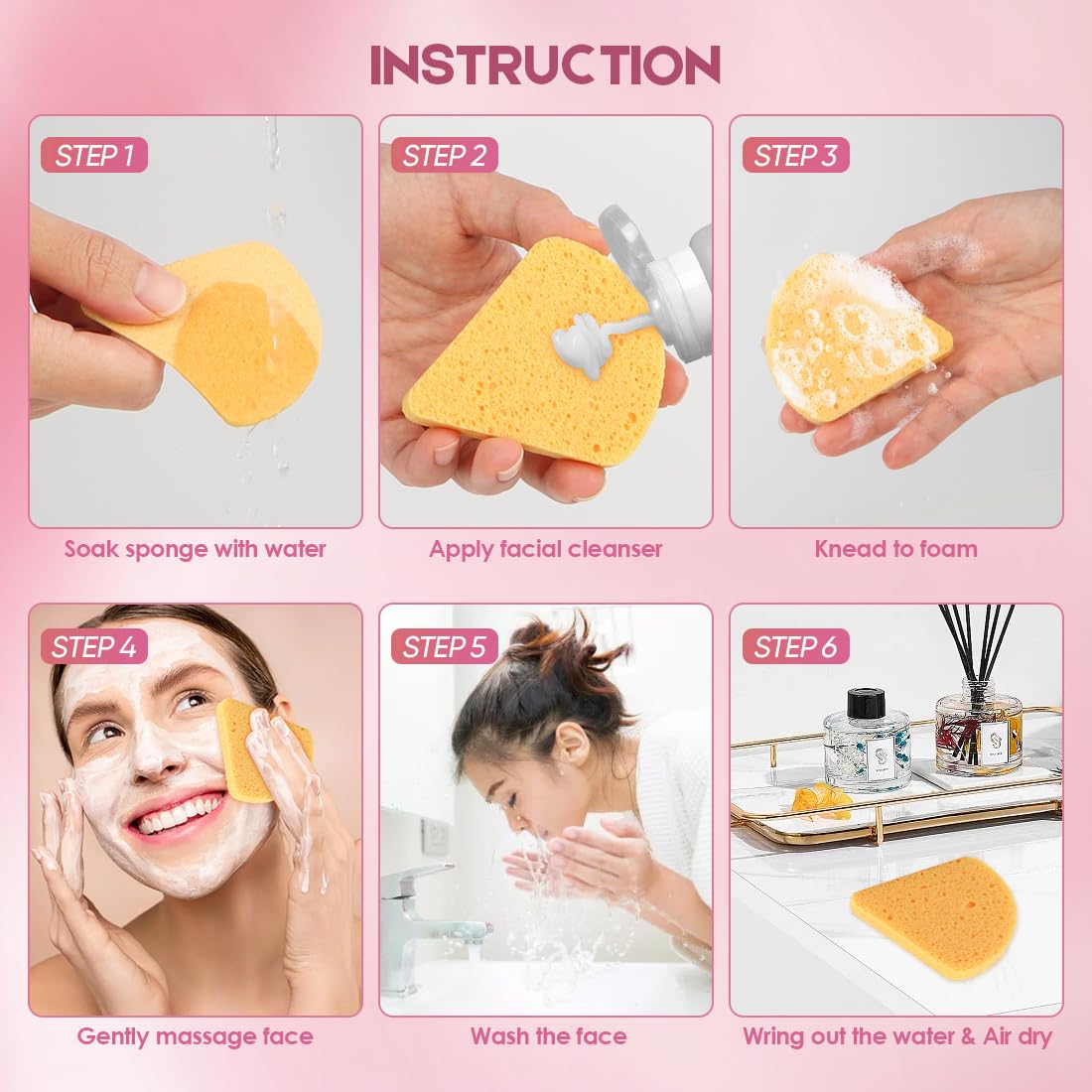 AIDEA Compressed Facial Sponges 48-Count, Disposable Face Sponges, Reusable Makeup Remover Pads, Natural Cellulose Cosmetic Sponges for Facial Cleansing, Exfoliating, Travel Essentials for Women