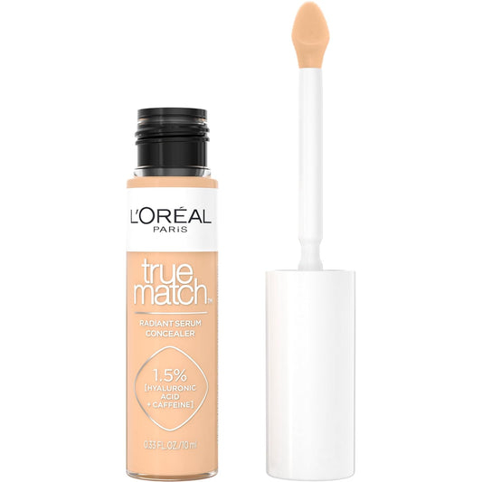 L’Oréal Paris True Match Radiant Serum Concealer, Brightening Under Eye Concealer Make Up with 1.5% Hyaluronic Acid and Caffeine, N5, 0.33 Oz