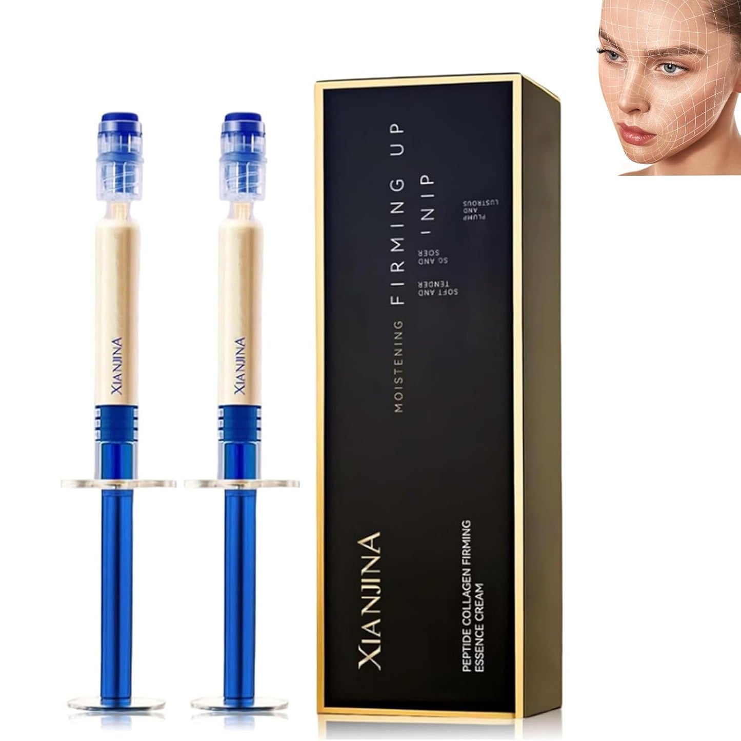 Polypeptide Collagen Elastic Essence Cream - Xianjina Anti-Wrinkle Firming Face Lotion for Women with Micro-Molecular Peptides (2PC)