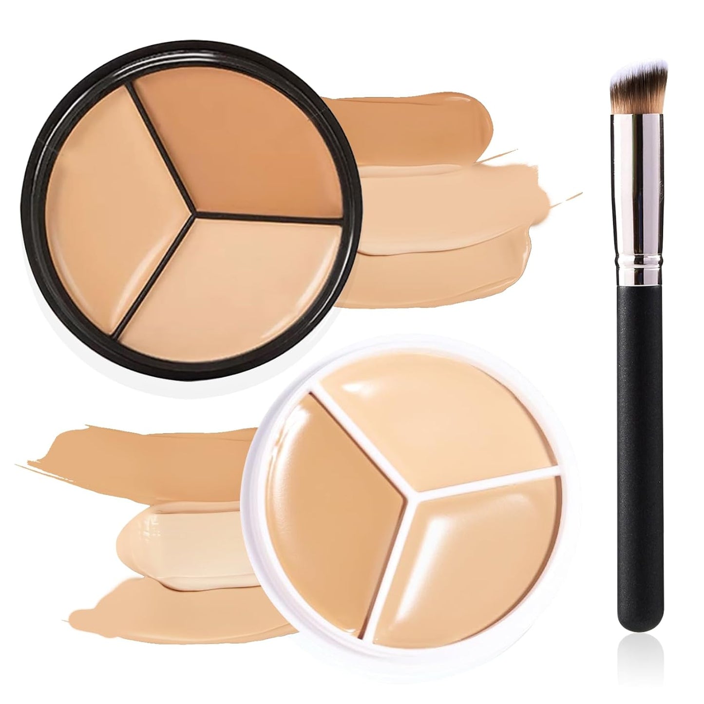 3 Colors Correcting Concealer Makeup Cream Contour Palette,Cream Makeup Palette,Contouring Foundation Highlighting Concealer Palette with Bursh,Professional Concealer Foundation Palette for Women