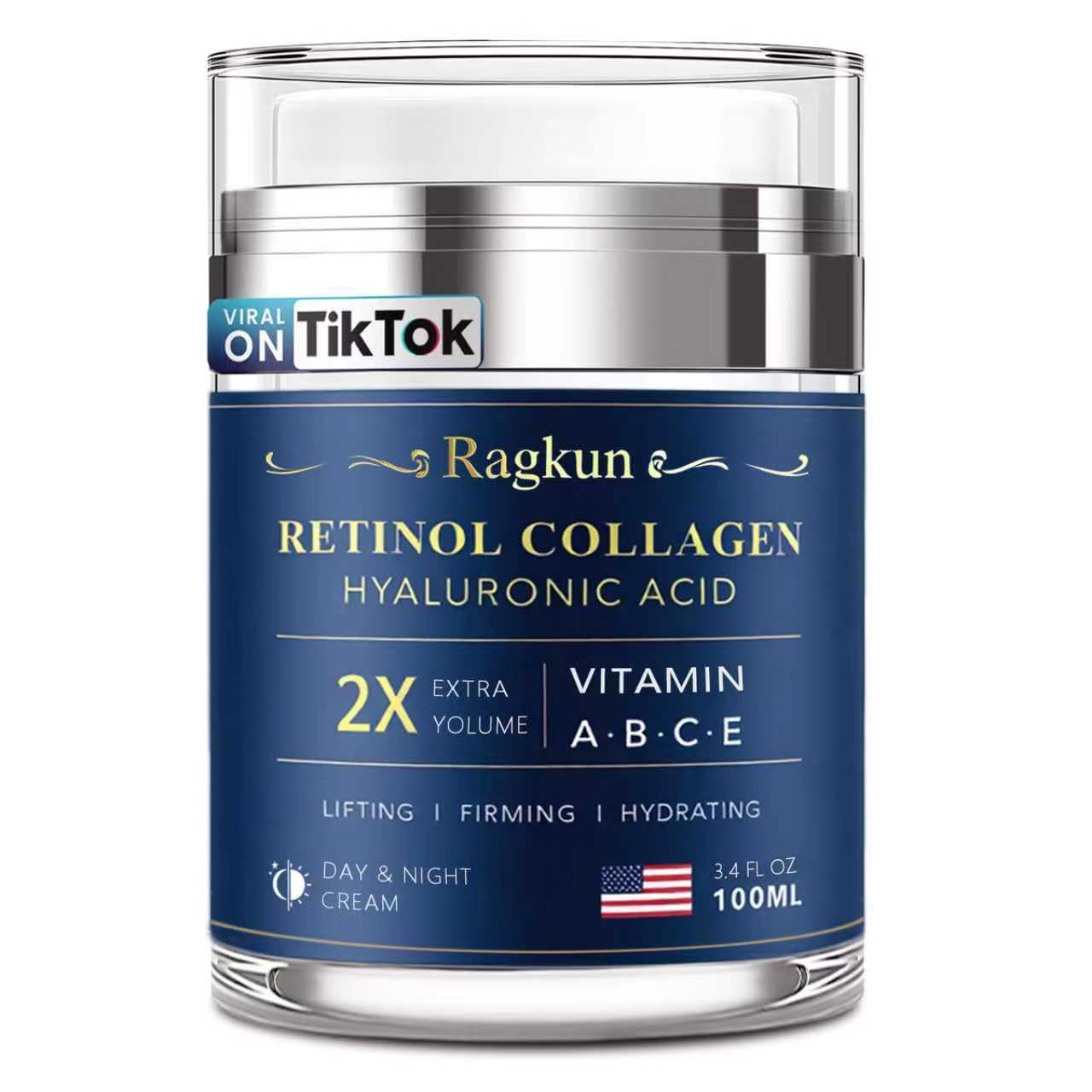 Retinol Cream for Face, Collagen Neck Creams for Tightening and Firming, Anti Aging Day & Night Facial Moisturizer for Women & Men, Instant Face Lift Wrinkle Cream 3.4 fl. oz.