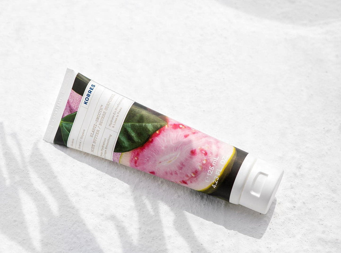 KORRES Elasti-Smooth Body Butter Cream, Dry Skin Lotion with Shea Butter and Almond Oil, Moisturizing, Firming, Tightening and Hydrating After Shower Care For Women & Men, Guava Fragrance, 4.23 Fl Oz