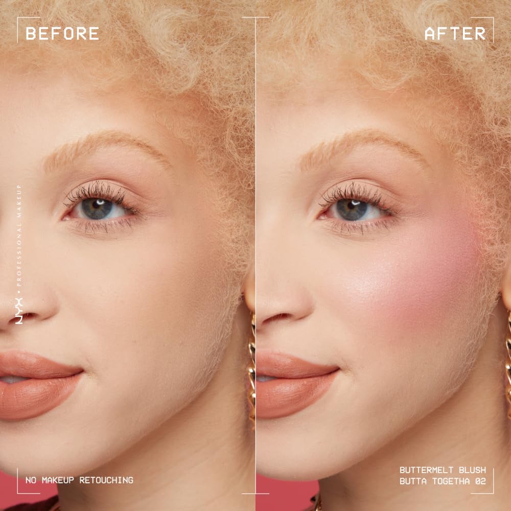 NYX PROFESSIONAL MAKEUP Buttermelt Powder Blush, Fade and Transfer-Resistant Blush, Up to 12HR Make Up Wear, Vegan Formula - Butta Together