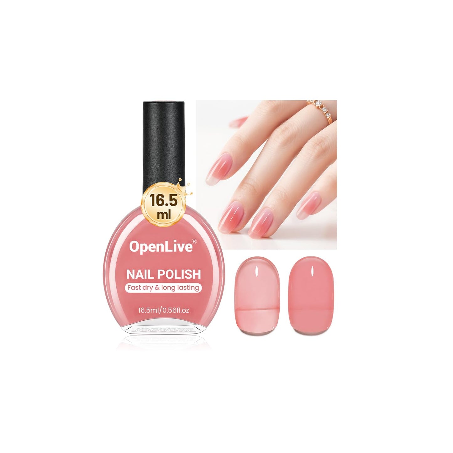 16.5ml Jelly Pink Nail Polish Large Volume Quick Dry Nail Polish, Long Lasting Shine, Fingernail Toenail Nail Art DIY Home Travel Nail Art Gift