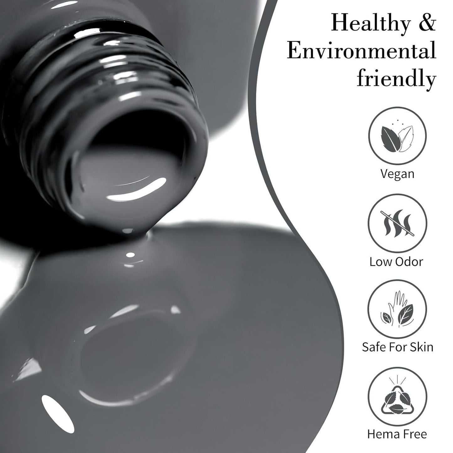 CANNI Gray Gel Nail Polish, 1Pcs Grey Nail Polish Gray Color High Gloss Soak Off U V Gel Nail French Nail Manicure Salon DIY