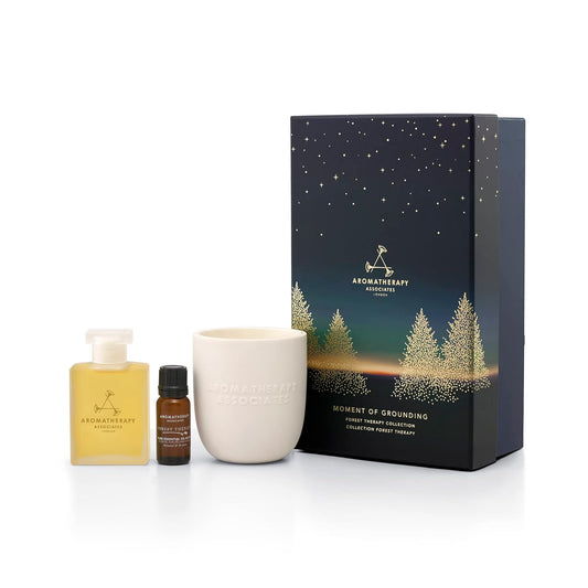 Aromatherapy Associates Moment of Grounding. Luxurious Gift Set Includes Forest Therapy Bath & Shower Gel, Pure Essential Oil Blend, and Candle (1 count)