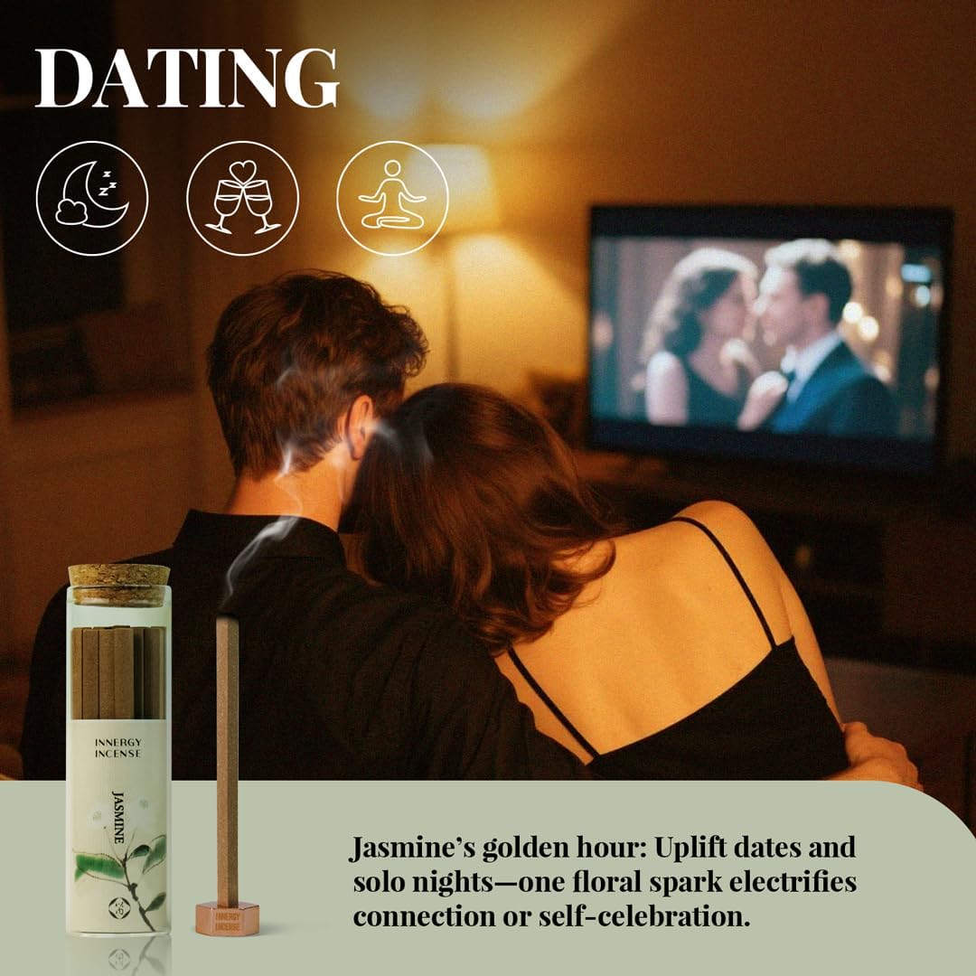 Uplift & Relax - Innergy Jasmine Incense Sticks, Natural Floral Essence Luxury Bath Incense