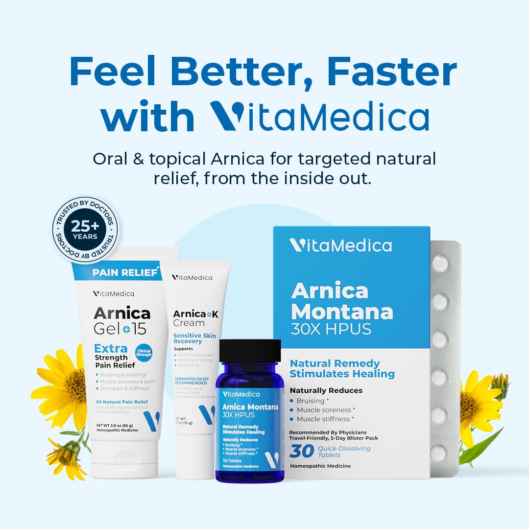 VitaMedica Arnica Cream - Arnica Montana + Vitamin K Oxide Bruise Cream - Sensitive Skin Formula - Undereye - 0.5 ounces