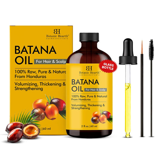 Botanic Hearth 100% Pure Batana Oil for Hair Growth- Weightless(Glass bottle 2 fl oz) from Honduras|Hair Oil Repairs Dry Damaged Hair, Strengthening, Healthier Hair- Hair Tonic