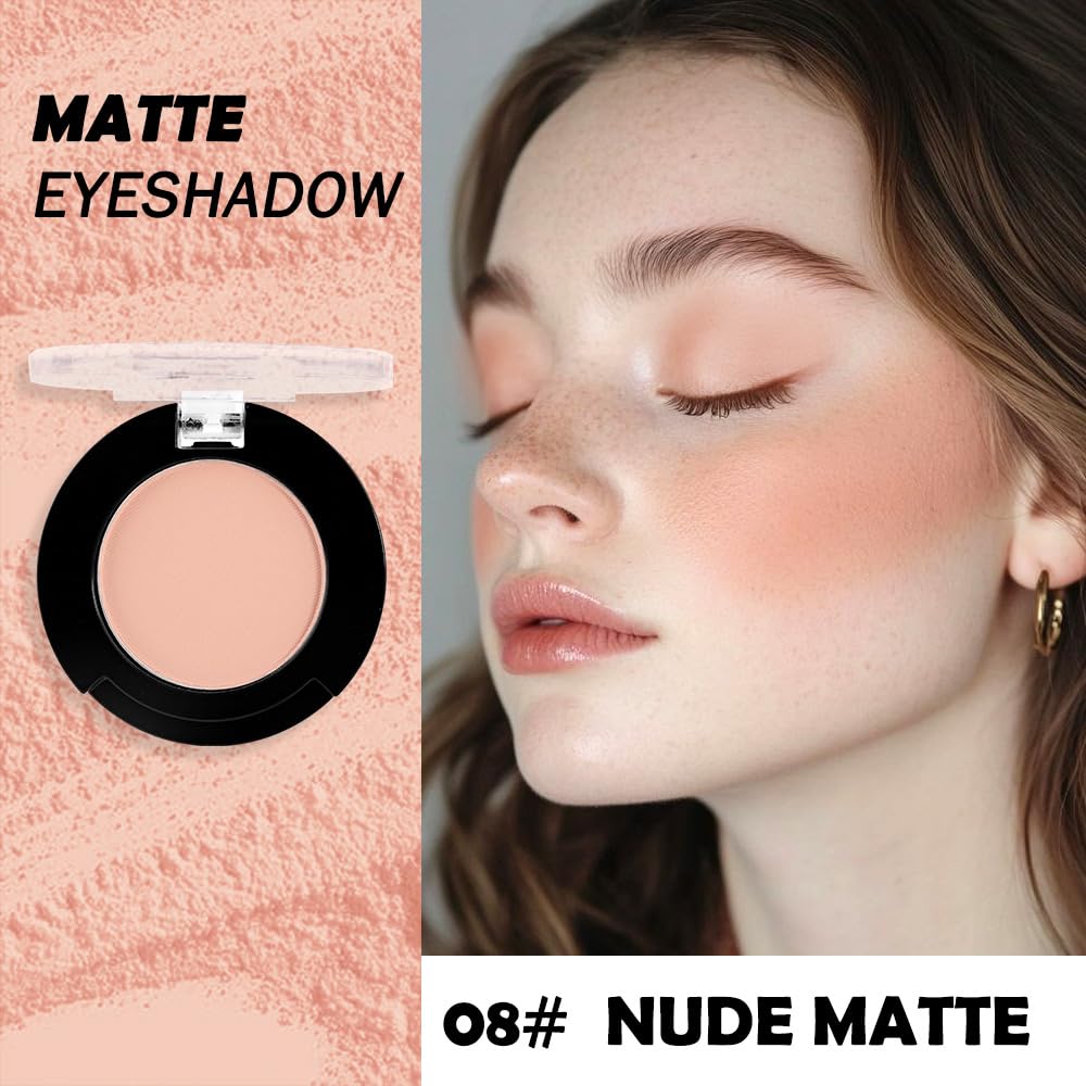 Monochrome Matte Eyeshadow Makeup Palette, Highly Pigmented Nude Eyeshadow Palette, Matte Pressed Powder Eyeshadow Makeup, Single Vegan Eye Shadow, Daily Evening Women Girls Eyes shadow Gift 8#