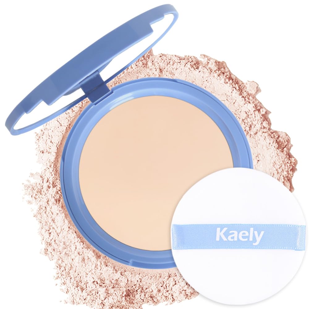 Kaely Oil Control Face Pressed Powder, Perfection Matte Compact Powder, Long Lasting Waterproof Finishing Powder Makeup, polvo compacto de maquillaje, Lightweight, Vegan, 10 Porcelain
