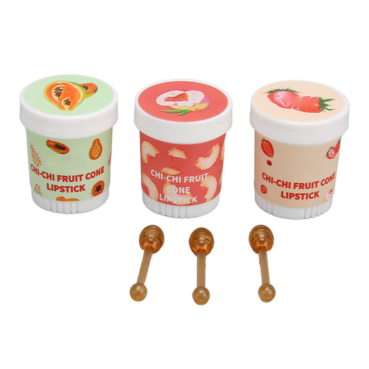 Lip Balm Cute, 3pcs Cute Ice Cream Shape Moisturizing Fragrance Wrinkle Removal Lip Care Cream for Chapped Lips Daily Use