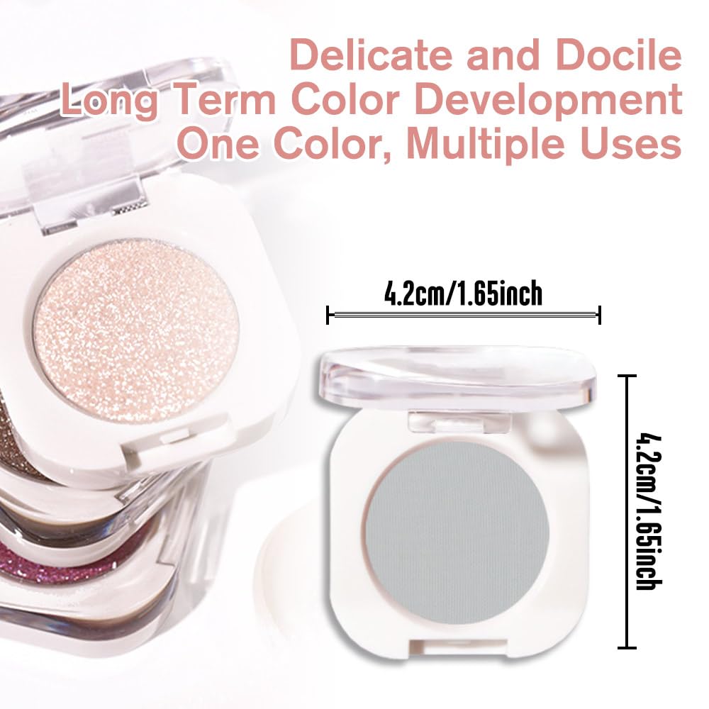 Grey Single Matte Eyeshadow Makeup, Neutral Powde Eye Shadow for Older Women, Smoky Gray Grey Dusty Blue Matte Singles Eyeshadow Palette Pigmented Waterproof,Girls Monochrome Eyeshadows Gift 28