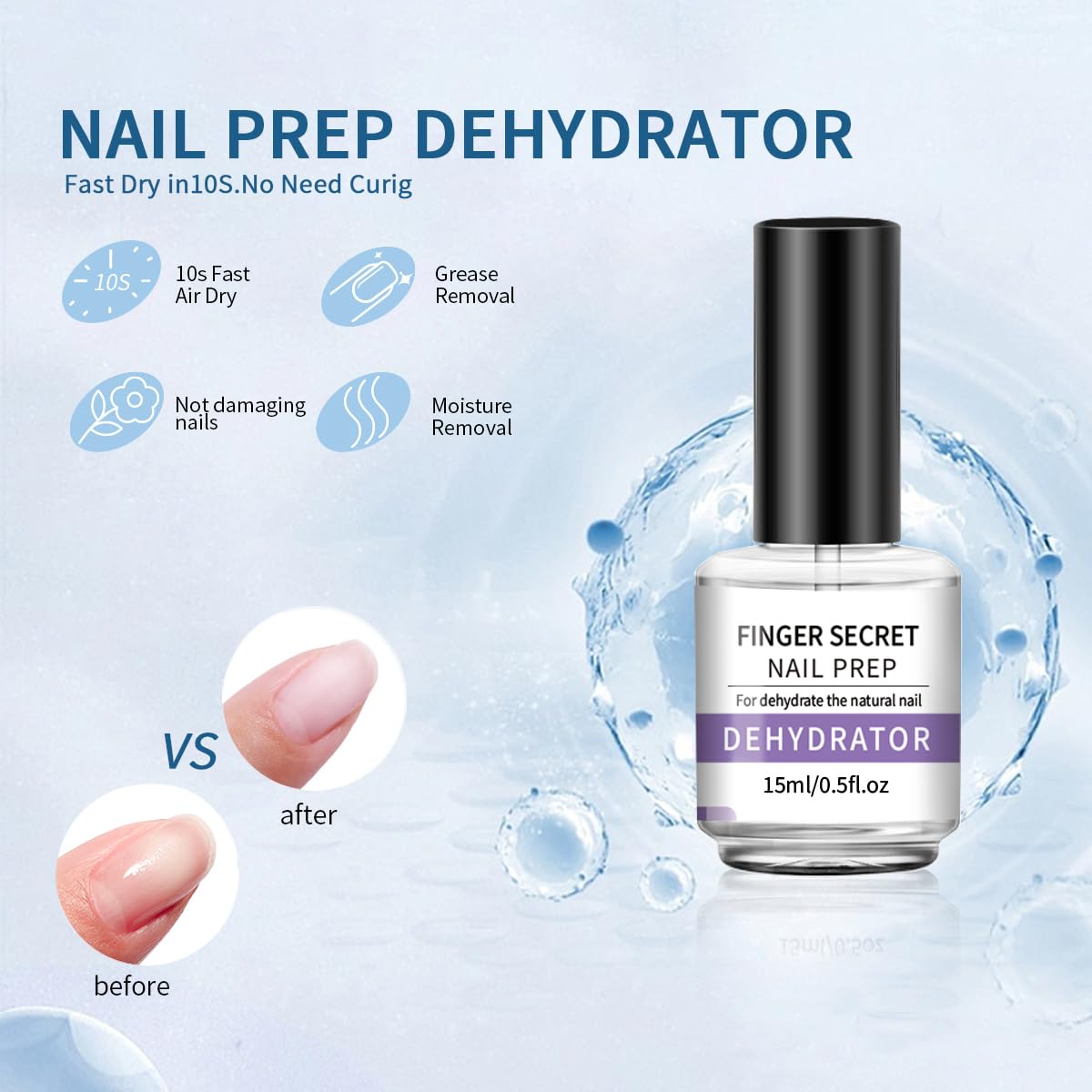 BEVINAS 15ml/0.5floz Nail Dehydrator for Gel Polish - Nail Prep Dehydrator for Press Ons - Ultimate Dehydrator for Nails - Enhance Your Nail Care Routine with Our Gel Nail Dehydrator