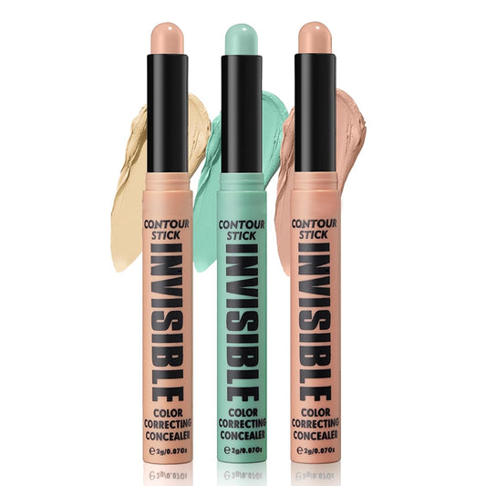 DAGEDA 3 Colors Color Corrector Stick, Cream Concealer Natural lightweight Coverage Cover Stick, Camouflage Redness, Correct Dark Spots and Brighten Correcting Concealer (Green, Natural, Light)