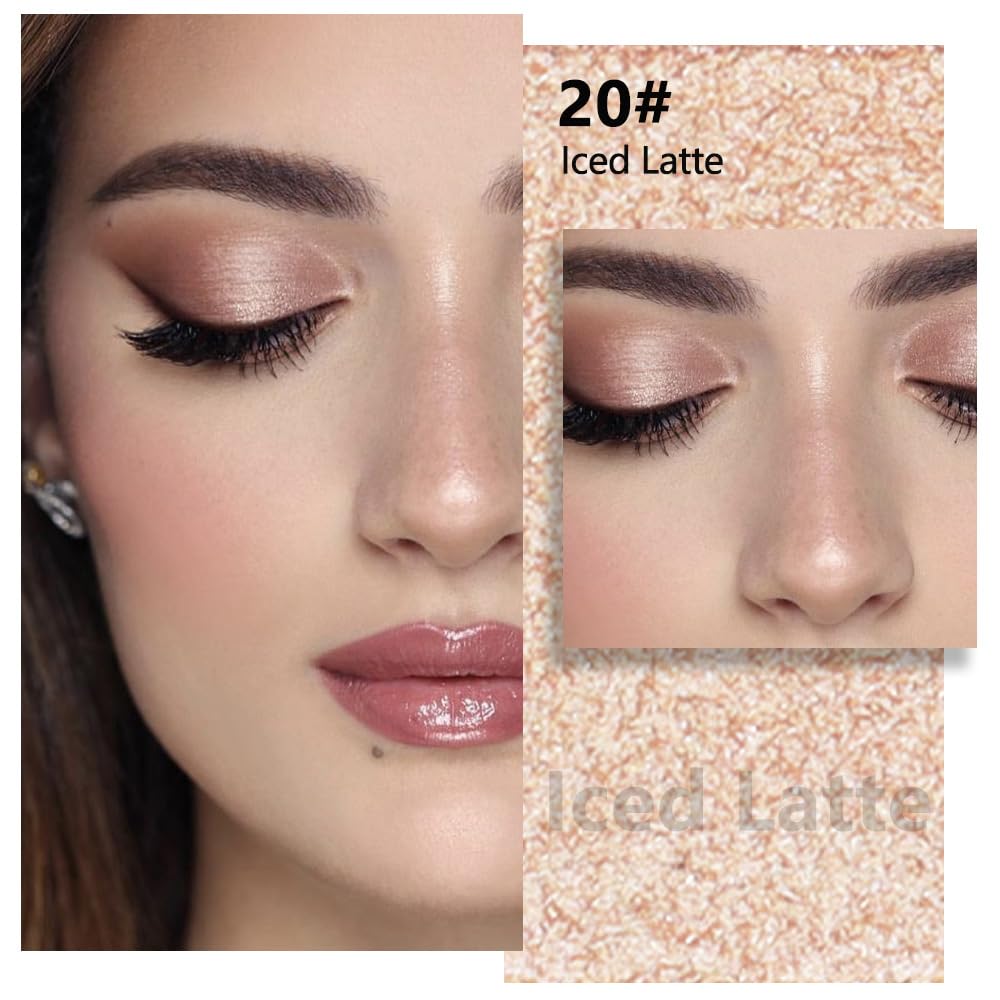 Light Nude Brown Shimmer Single Eyeshadow Makeup Palette, Natural Nude Brown Single Eye Shades, Creamy Pressed Powder for Easy Blending, Mini Travel Palette for Women, Everyday Eyeshadow Makeup